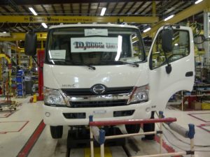 hino truck on assembly line