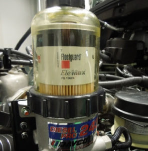 assembled and installed fuel filter
